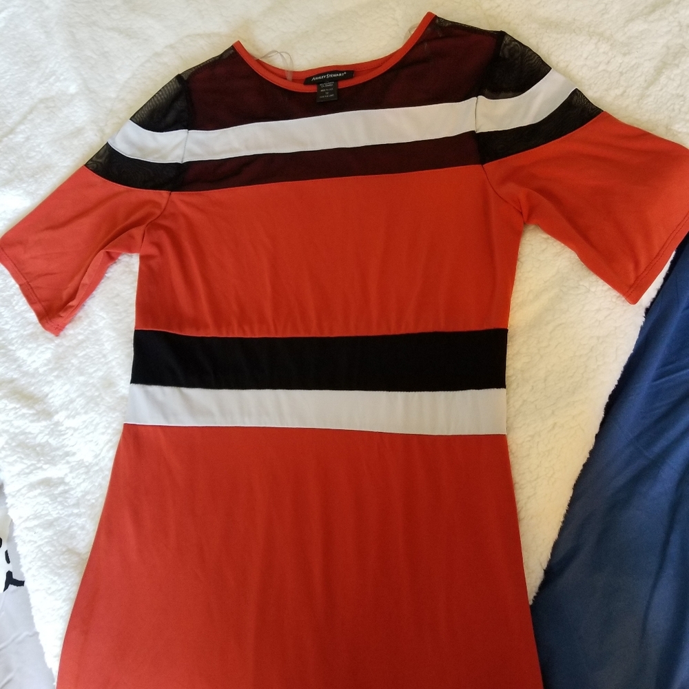Ashley Stewart Dress Striped with Mesh